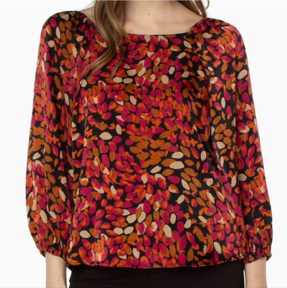 Liverpool Autumn Petals Puff Sleeve Blouse